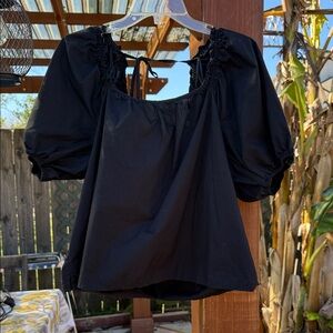 Elegant Black Puff Sleeve Top